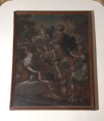 Dipinto con la Madonna del Carmelo tra Santi di Autore Sconosciuto