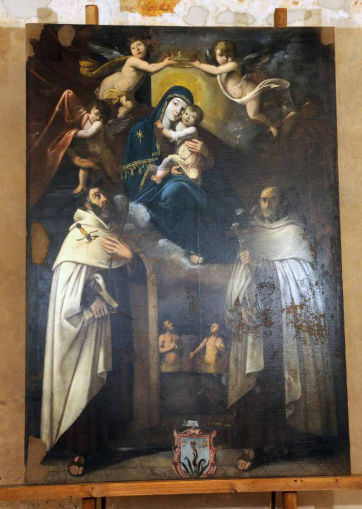 Dipinto Madonna del Carmelo con Santi Pietro e Vincenzo di Papo Simone