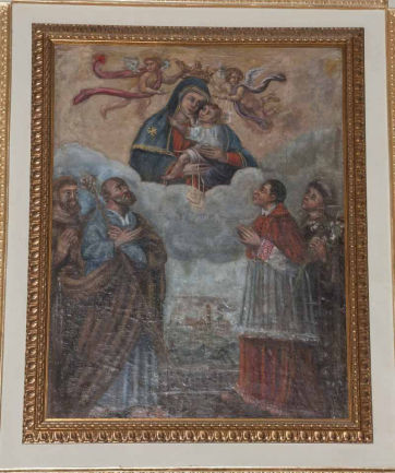 Dipinto della Madonna del Carmelo e Santi di Autore sconosciuto