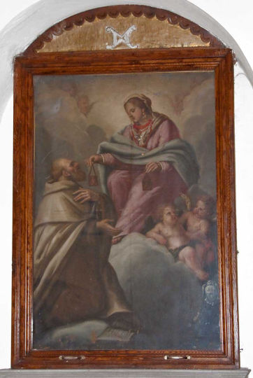 La Madonna offre lo scapolare a San Simone Stock
