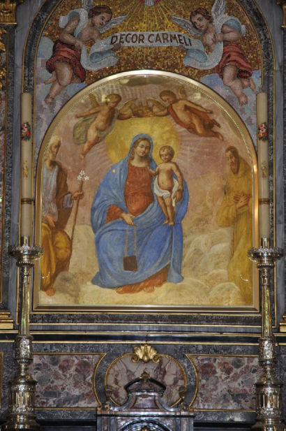 Dipinto murale Madonna del Carmelo di Martire P. e Sidoli N.