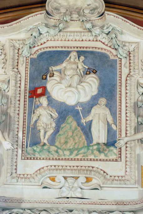 Targa altorilievo Madonna del Carmelo e Santi