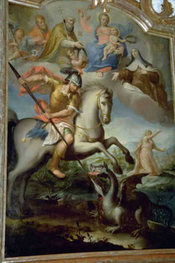 Dipinto San Giorgio uccide il drago e Santi