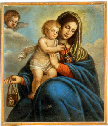 Dipinto Madonna del Carmelo di Autore sconosciuto