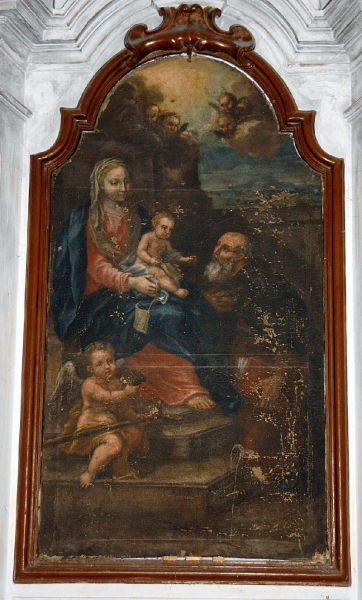 Madonna del Carmine con Gesù Bambino, Sant'Antonio Abate e angelo di Autore sconosciuto