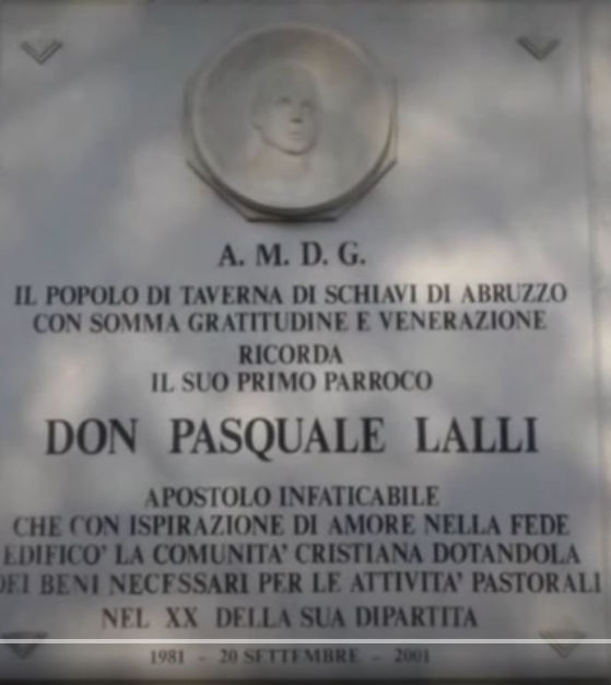 Lapide in ricordo di Don Pasquale Lalli