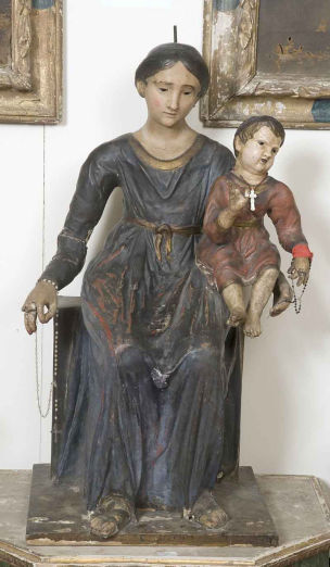 Statua Madonna del Carmine con rosario posticcio
